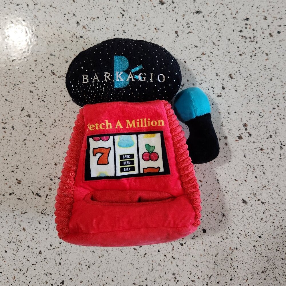 Bark Barkagio Slot Muttchine Machine Casino Squeaky Crinkle Plush Dog Toy sz M/L